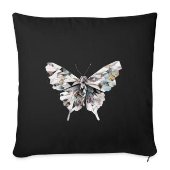Origami Papillon Art Japonais - Housse de coussin décorative 45 x 45 cm - noir - Devant