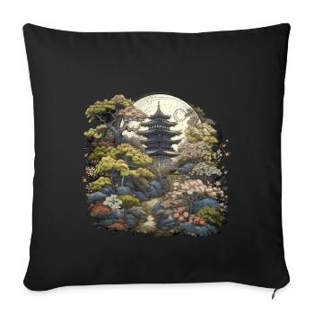 Bonsai - Japanese Garden - Sofa pillowcase 17,3'' x 17,3'' (45 x 45 cm) - black - Front