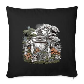Bonsai - Japanese Garden - Sofa pillowcase 17,3'' x 17,3'' (45 x 45 cm) - black - Front