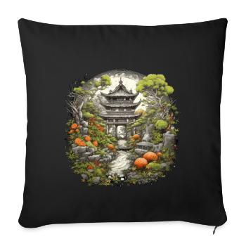 Bonsaï - Jardin Japonais - Housse de coussin décorative 45 x 45 cm - noir - Devant
