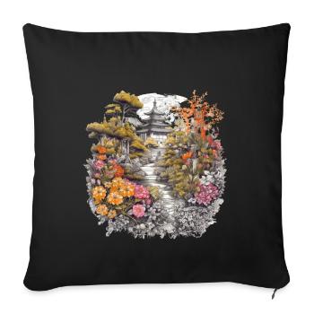 Bonsai - Japanese Garden - Sofa pillowcase 17,3'' x 17,3'' (45 x 45 cm) - black - Front