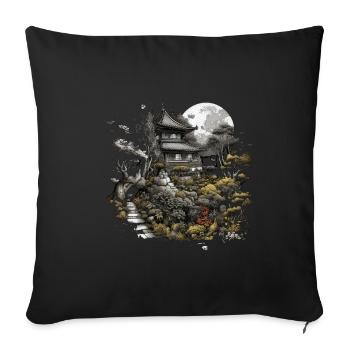 Bonsai - Japanese Garden - Sofa pillowcase 17,3'' x 17,3'' (45 x 45 cm) - black - Front