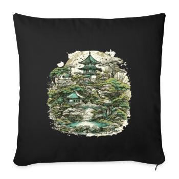 Bonsai - Japanese Garden - Sofa pillowcase 17,3'' x 17,3'' (45 x 45 cm) - black - Front