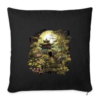 Bonsaï - Jardin Japonais - Housse de coussin décorative 45 x 45 cm - noir - Devant