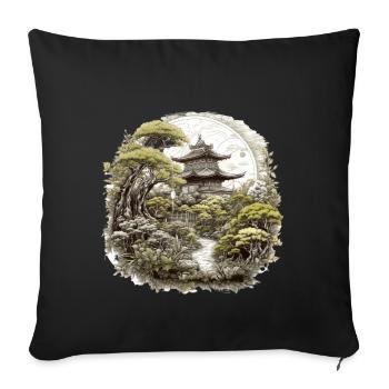 Bonsaï - Jardin Japonais - Housse de coussin décorative 45 x 45 cm - noir - Devant