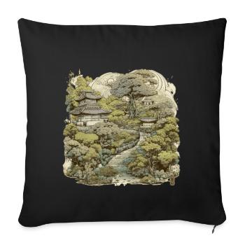 Bonsai - Japanese Garden - Sofa pillowcase 17,3'' x 17,3'' (45 x 45 cm) - black - Front