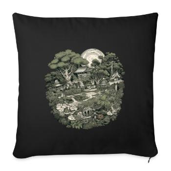 Bonsai - Japanese Garden - Sofa pillowcase 17,3'' x 17,3'' (45 x 45 cm) - black - Front