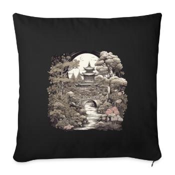 Bonsai - Japanese Garden - Sofa pillowcase 17,3'' x 17,3'' (45 x 45 cm) - black - Front