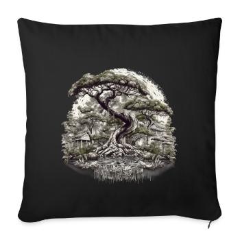 Bonsaï - Jardin Japonais - Housse de coussin décorative 45 x 45 cm - noir - Devant