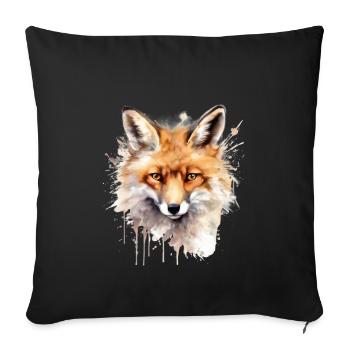 Fuchs Wildtier Schlafshirt Wasserfarben - Sofakissenbezug 45 x 45 cm - Schwarz - Vorne