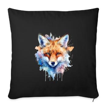 Fox Wild Animal Chemise de sommeil Aquarelle - Housse de coussin décorative 45 x 45 cm - noir - Devant