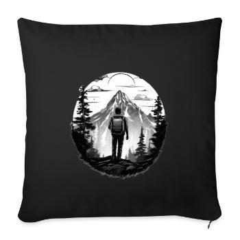 Randonnées Montagnes Arbres Alpes - Housse de coussin décorative 45 x 45 cm - noir - Devant
