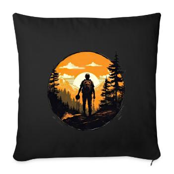 Hiking Mountains Trees Alps - Sofa pillowcase 17,3'' x 17,3'' (45 x 45 cm) - black - Front