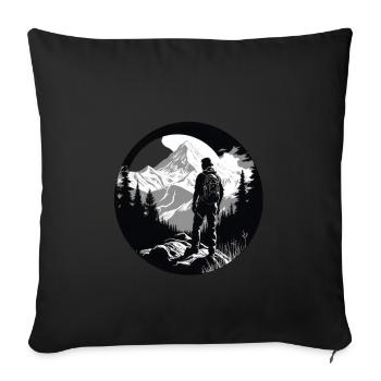Randonnées Montagnes Arbres Alpes - Housse de coussin décorative 45 x 45 cm - noir - Devant