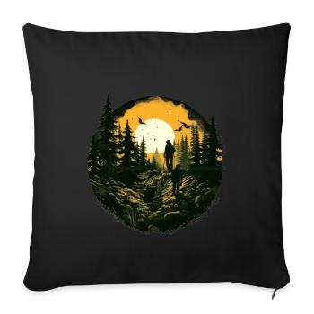 Randonnées Montagnes Arbres Alpes - Housse de coussin décorative 45 x 45 cm - noir - Devant