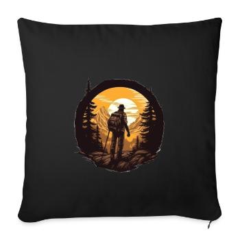 Hiking Mountains Trees Alps - Sofa pillowcase 17,3'' x 17,3'' (45 x 45 cm) - black - Front