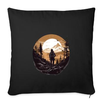 Hiking Mountains Trees Alps - Sofa pillowcase 17,3'' x 17,3'' (45 x 45 cm) - black - Front