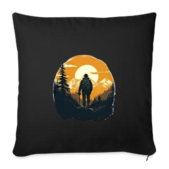 Hiking Mountains Trees Alps - Sofa pillowcase 17,3'' x 17,3'' (45 x 45 cm) - black - Front
