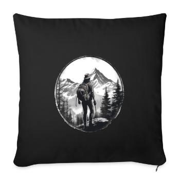 Randonnées Montagnes Arbres Alpes - Housse de coussin décorative 45 x 45 cm - noir - Devant