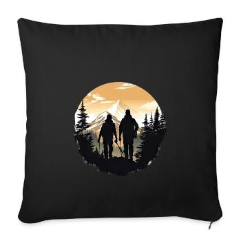 Hiking Mountains Trees Alps - Sofa pillowcase 17,3'' x 17,3'' (45 x 45 cm) - black - Front