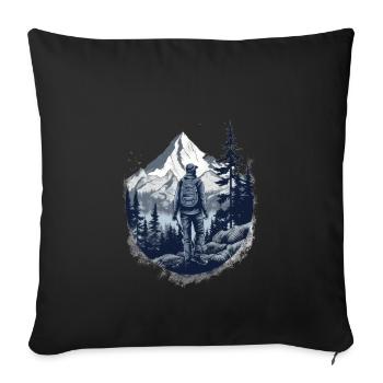 Randonnées Montagnes Arbres Alpes - Housse de coussin décorative 45 x 45 cm - noir - Devant