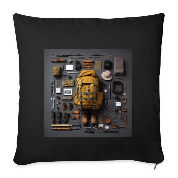 Everything I need for hiking - Sofa pillowcase 17,3'' x 17,3'' (45 x 45 cm) - black - Front
