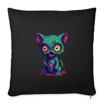 Halloween Zombie Katze - Niedliche gruselige Katze - Sofakissenbezug 45 x 45 cm - Schwarz - Vorne