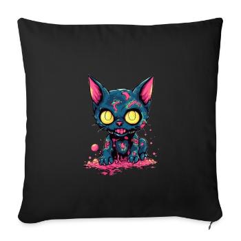 Halloween Zombie Katze - Niedliche gruselige Katze - Sofakissenbezug 45 x 45 cm - Schwarz - Vorne