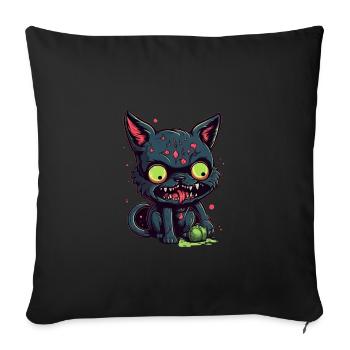 Halloween Zombie Katze - Niedliche gruselige Katze - Sofakissenbezug 45 x 45 cm - Schwarz - Vorne