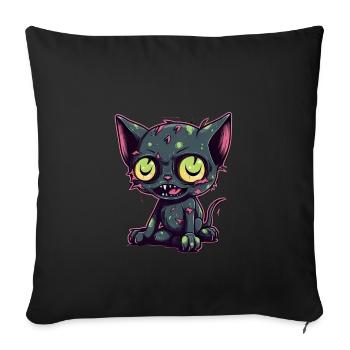 Halloween Zombie Katze - Niedliche gruselige Katze - Sofakissenbezug 45 x 45 cm - Schwarz - Vorne