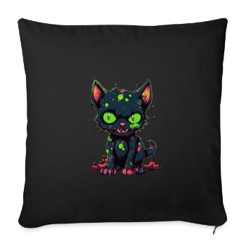 Halloween Zombie Katze - Niedliche gruselige Katze - Sofakissenbezug 45 x 45 cm - Schwarz - Vorne