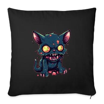 Halloween Zombie Katze - Niedliche gruselige Katze - Sofakissenbezug 45 x 45 cm - Schwarz - Vorne