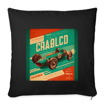 Retro Car Poster Vintage Car Old School - Sofa pillowcase 17,3'' x 17,3'' (45 x 45 cm) - black - Front
