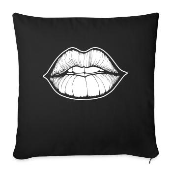 Lèvres, bouche, baisers lèvres - Housse de coussin décorative 45 x 45 cm - noir - Devant