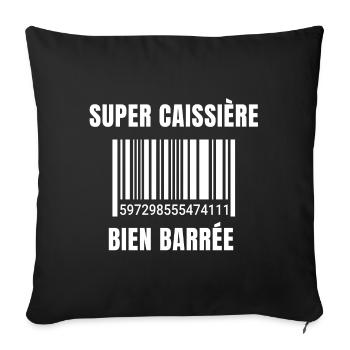 caissière, hôtesse de caisse, grande surface - Housse de coussin décorative 45 x 45 cm - noir - Devant