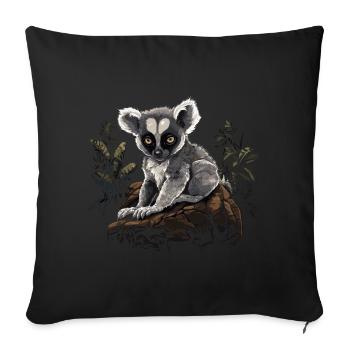 Lemur ring-tailed lemur Madagascar lemurs animal - Sofa pillowcase 17,3'' x 17,3'' (45 x 45 cm) - black - Front