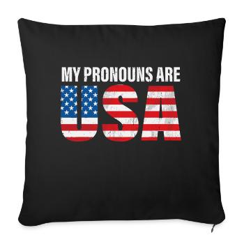 Mens July 4th Funny My Pronouns Are USA - Housse de coussin décorative 45 x 45 cm - noir - Devant