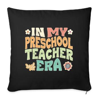 À l’époque où j’étais enseignante au préscolaire - Housse de coussin décorative 45 x 45 cm - noir - Devant