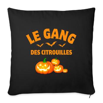 halloween, citrouille, citrouilles - Housse de coussin décorative 45 x 45 cm - noir - Devant