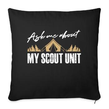Posez-moi des questions sur mon unité scoute Design - Housse de coussin décorative 45 x 45 cm - noir - Devant