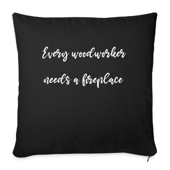 Syndicat forestier Charpentier T-shirts Badge - Housse de coussin décorative 45 x 45 cm - noir - Devant