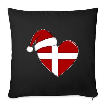 Coeur de Noël drapeau Danemark - Housse de coussin décorative 45 x 45 cm - noir - Devant