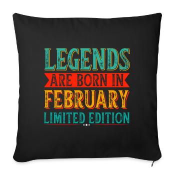 The legends are born in February's birthday - Sofa pillowcase 17,3'' x 17,3'' (45 x 45 cm) - black - Front