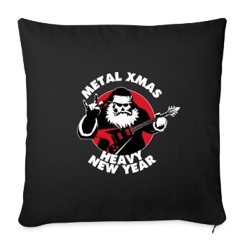 Père Noël Heavy Metal & Bonne Année - Housse de coussin décorative 45 x 45 cm - noir - Devant