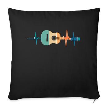battement De cœur guitare - Housse de coussin décorative 45 x 45 cm - noir - Devant