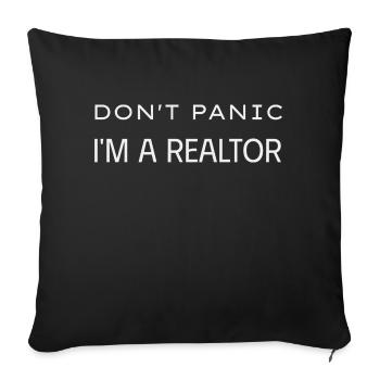 Don t panic I m a realtor - Sofa pillowcase 17,3'' x 17,3'' (45 x 45 cm) - black - Front