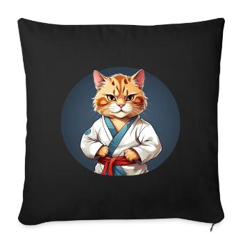 Karate Katze - Katzendesign - Sofakissenbezug 45 x 45 cm - Schwarz - Vorne