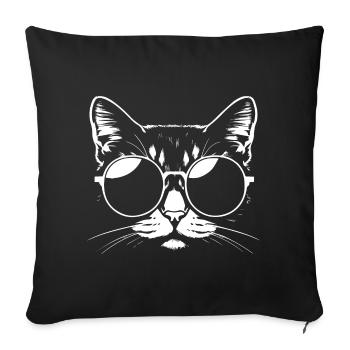 Funny Cat with Sunglasses Kitten Sunglas Cats - Sofa pillowcase 17,3'' x 17,3'' (45 x 45 cm) - black - Front