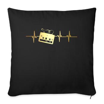 Battement de cœur Cassette - Housse de coussin décorative 45 x 45 cm - noir - Devant