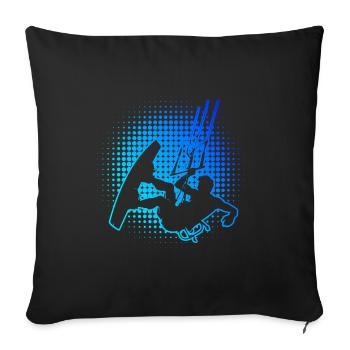 Kitesurf Kitesurf Kitesurf Kitesurf Kitesurf Kitesurfer - Housse de coussin décorative 45 x 45 cm - noir - Devant